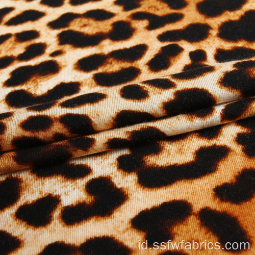 Baju Atasan Leopard Print Rajutan Rayon Spandex